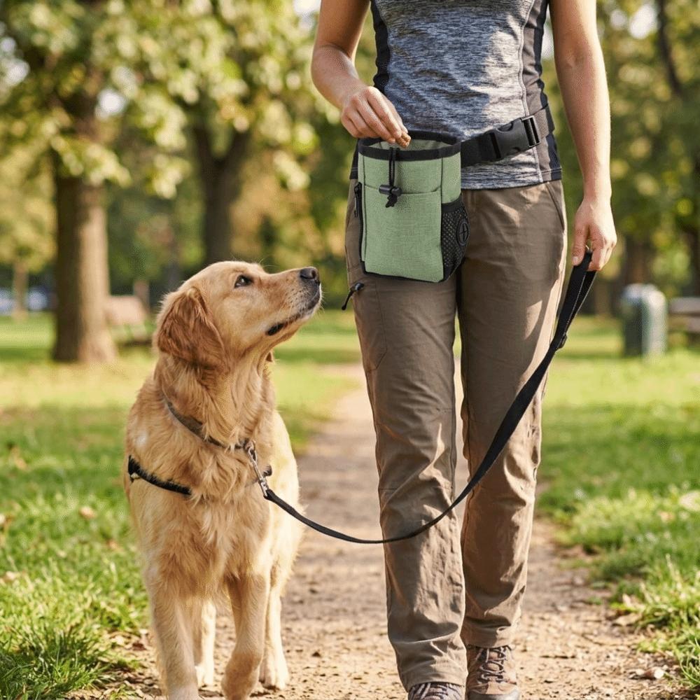 Adjustable Strap Dog Food Pouch Nylon Fabric Dog Waist Pouch Dog Feeding Bag Outdoor Walking