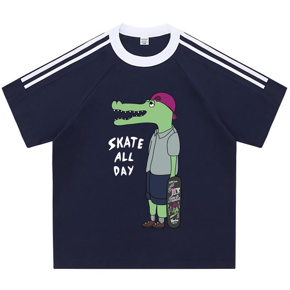 

Детские футболки 100% хлопок для мальчиков и девочек 200 г/м² хлопковые футболки крокодил скейтбординг мультяшный принт детские футболки 110 абрикосовый