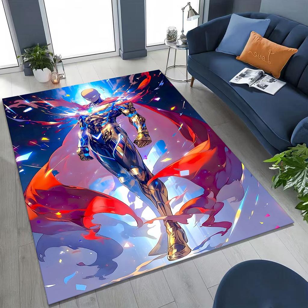 Anime One Punch Man Saitama Cartoon Cartoon Rug for Bedroom Living Room Sofa Home Doormat Decor,Kids Play Non-slip Floor Mat