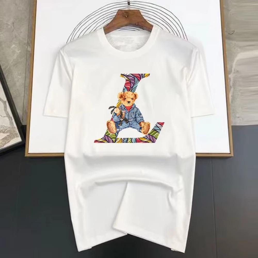 Walking Rabbit Pattern Printing Cotton Short Sleeve Men Street Luxury Brand T-Shirts Loose Oversized Tees Breathable Soft S-7XL