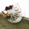 Lustiges Huhn Sitzende Zaun Deko Gartenstatuen für Zäune Hahn Wandkunst Hofskulpturen Bauernhof Terrasse Rasen Dekoration 14X13cm
