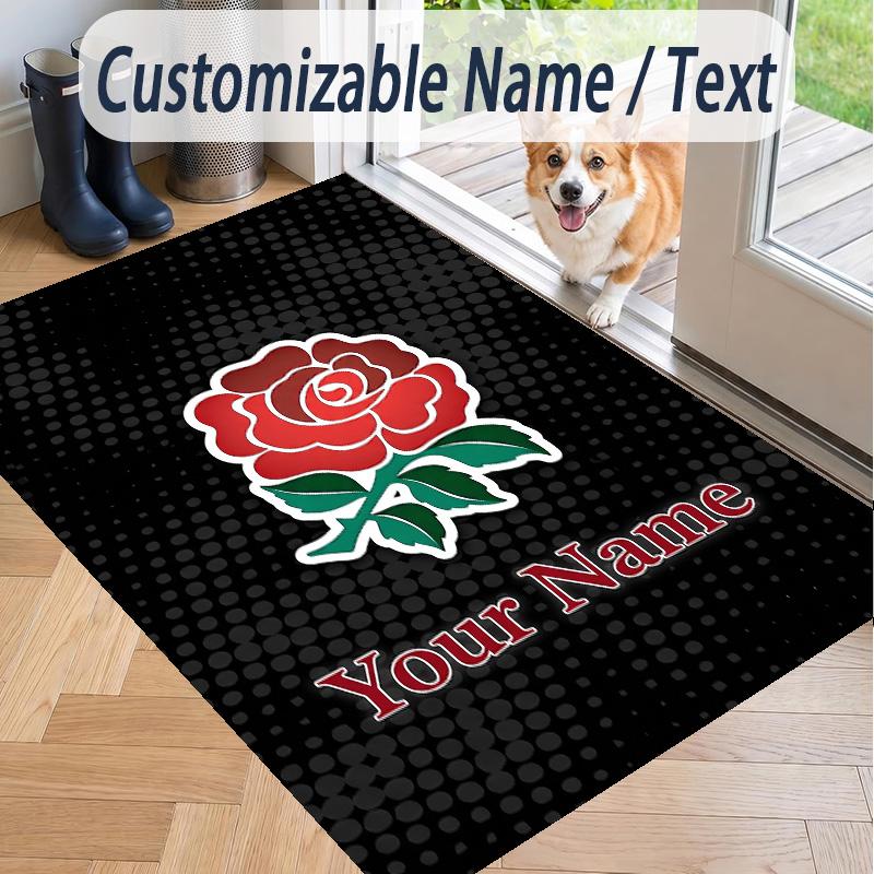 Custom Text Printed Rug England Rugby Non Slip Floor Carpet For Home Room Decor