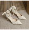 Fashion Temperament Single Shoes Spring New Pearl Pointed Head Shallow Mouth Stiletto with High Heels