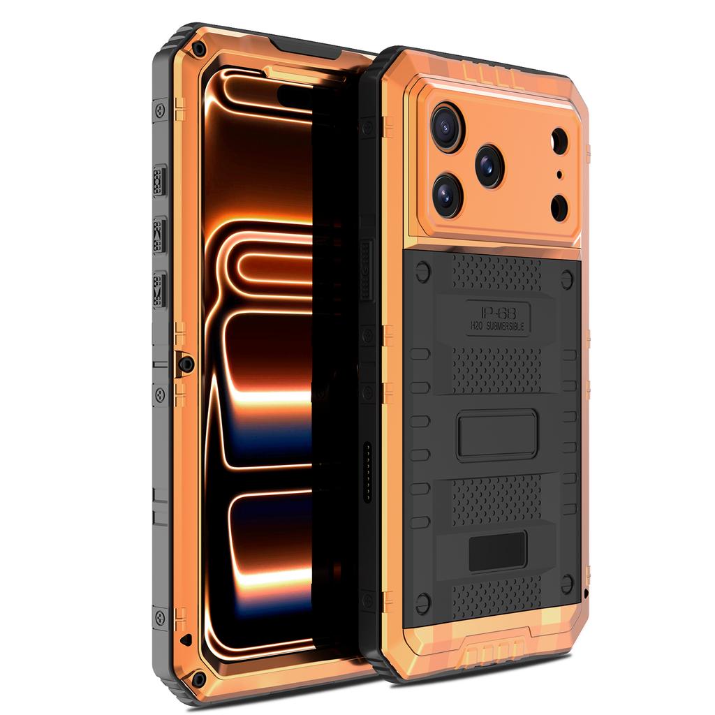 Coque de téléphone étanche IP68 pour iPhone 17 Pro Max Métal + Couvercle en Silicone avec Protection d'Écran
