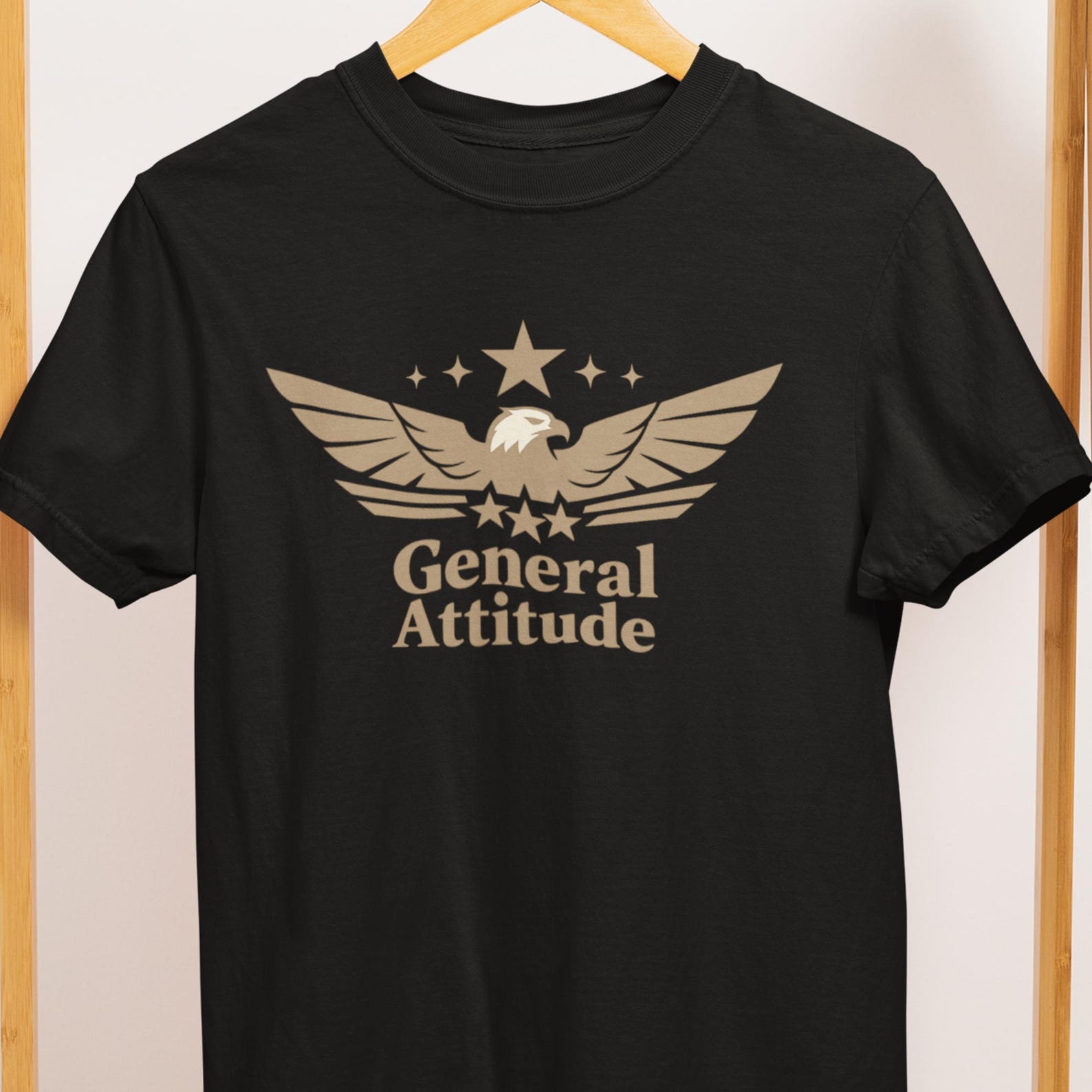 General Attitude Military Eagle T Shirt Gift for Army Veterans Patriotic Graphic Tee XL