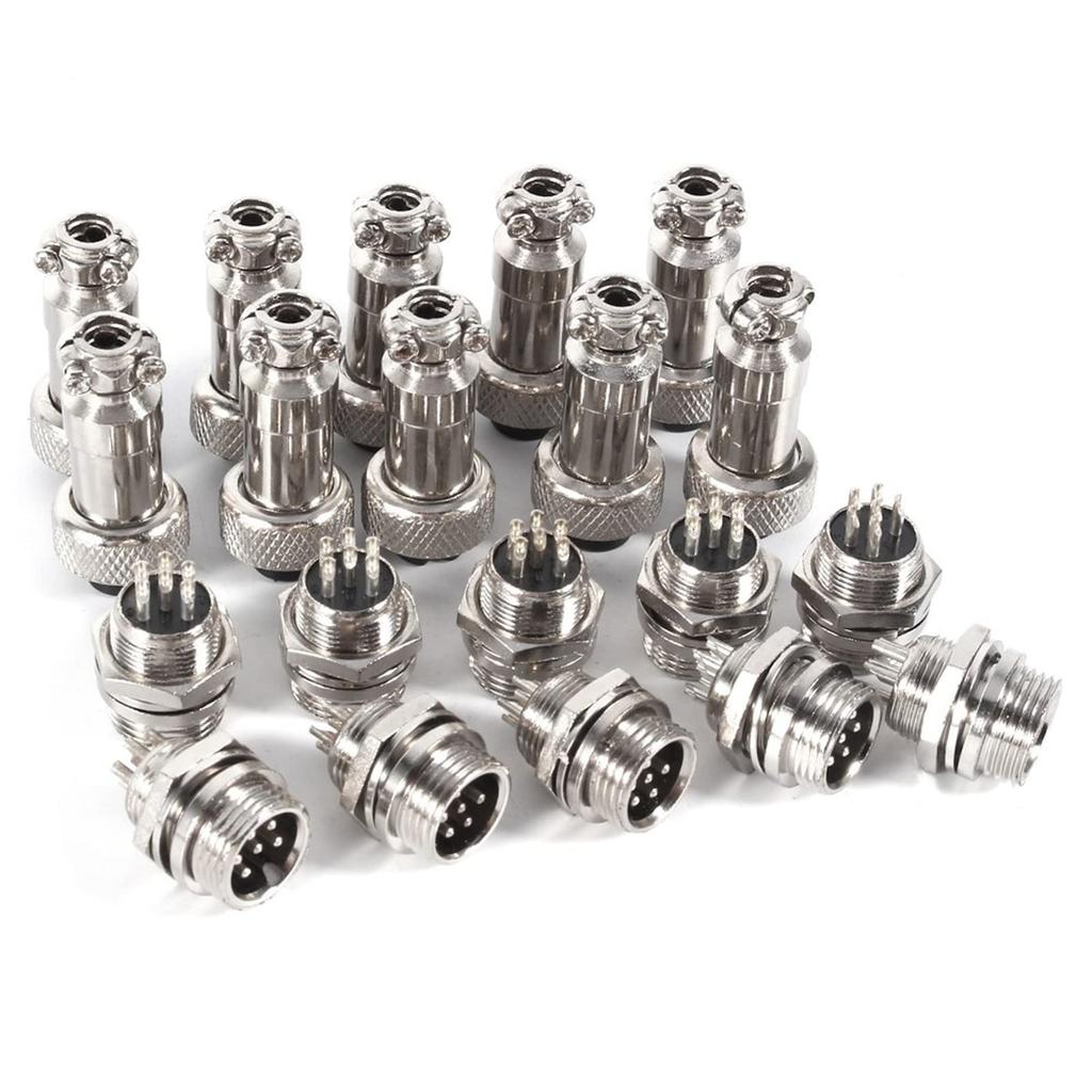 10 Sets GX12 6-Pin 12mm Plug M FEM Socket Connectors Zinc Low Voltage M FEM Connectors with Metal Socket Plugs for Various Applications
