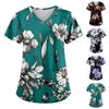 Modische bedruckte Damen-Arbeitsuniform mit Taschen-T-Shirt, kurzärmeliges Oberteil