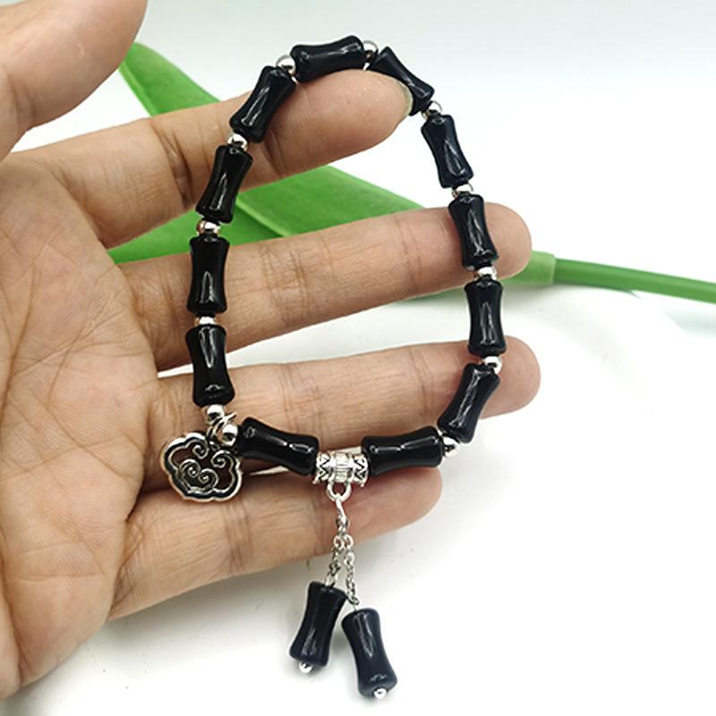 New Chinese Style National Style Bamboo Knot Peace Lock Tassel Bracelet Design Sense Niche Bracelet Personality Temperament Unisex Retro