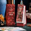 2026 Vintage European Style Oil Painting Flip Calendar Desktop Flip Calendar with Butterfly Charm Aesthetic Desk Organizer for Home Living Room Decor