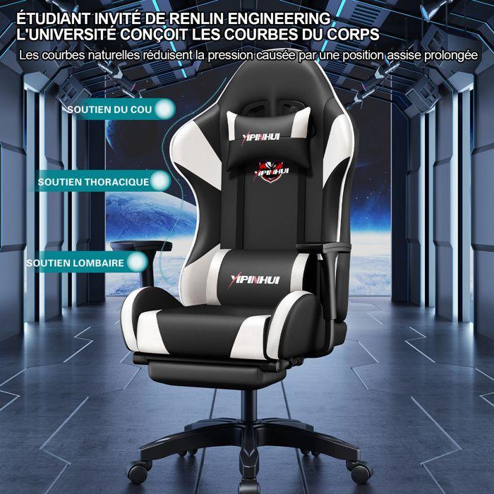FOXSPORT-Fauteuil Gamer-Chaise Gaming-Siège de Bureau réglable-Réglable en hauteur-Avec tapis de sol-charge 200KG-Noir