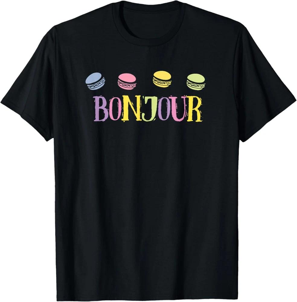 Bonjour Funny French Macarons Lover Novelty Gift T-Shirt