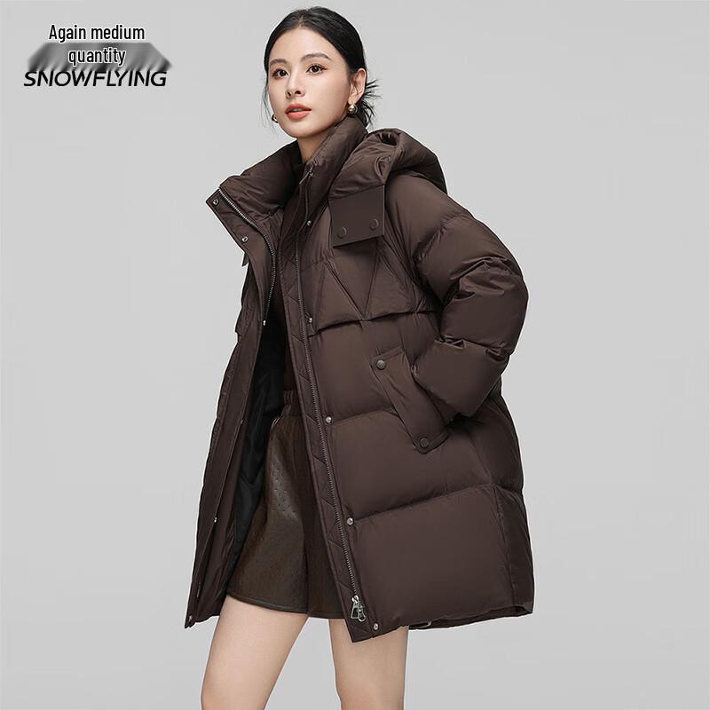 

Women s Mid-Length Detachable Hooded Down Jacket 155/80A