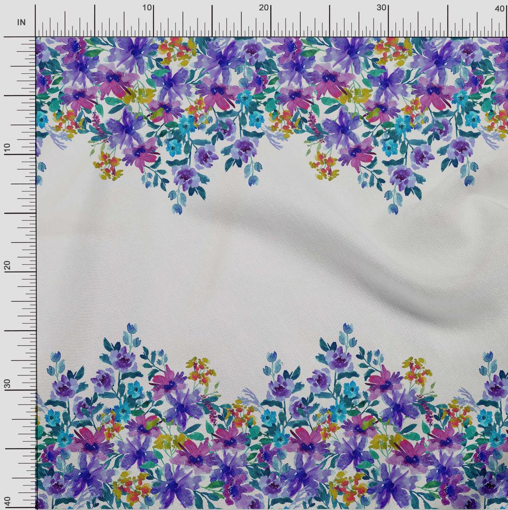 oneOone Cotton Flex Fabric Leaves & Flower Panel Decor Fabric Printed BTY 40 Inch