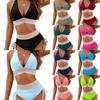 Women High Waisted V Neck Tie Side Push Up Bikini Set