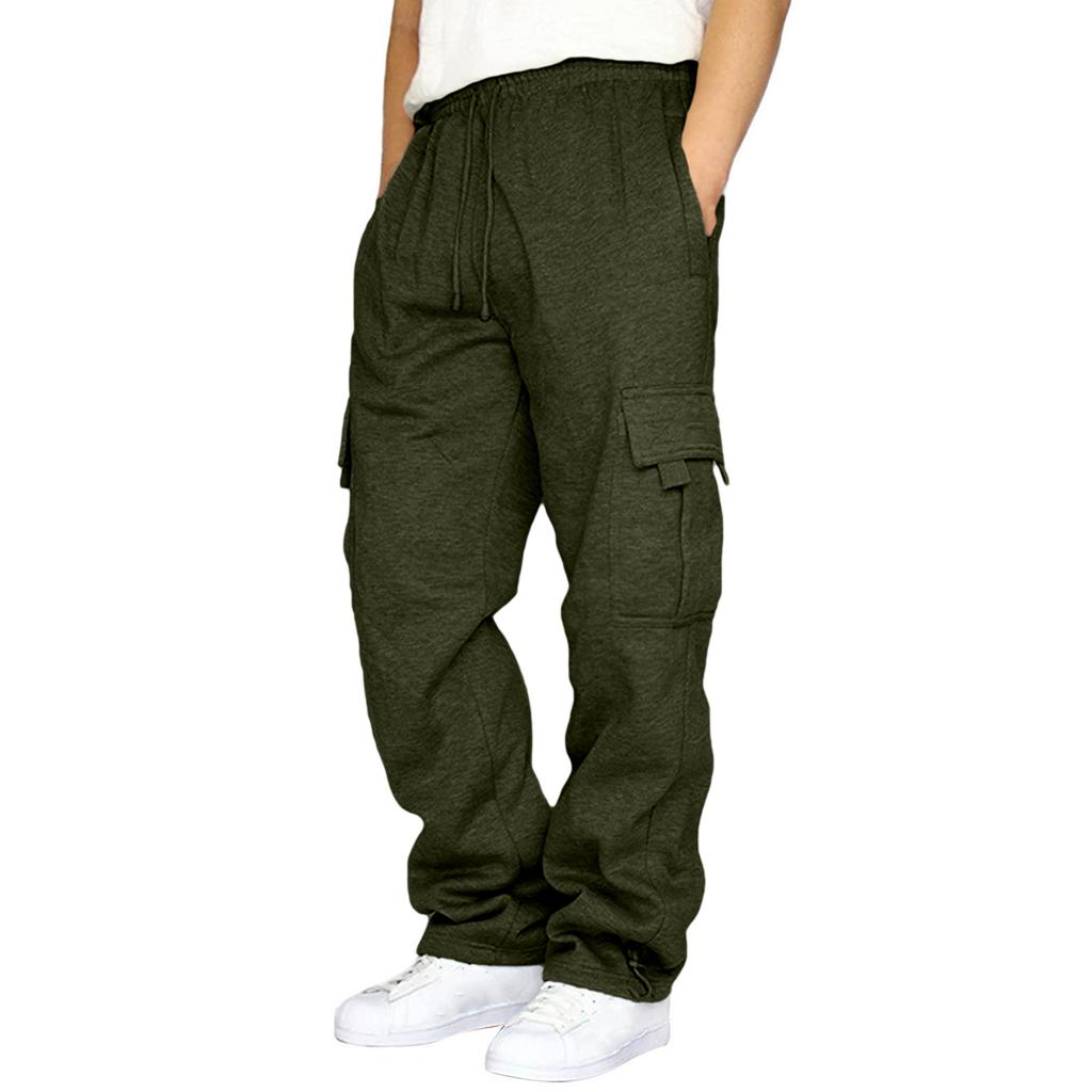 Men's Loose Fit Cargo Sweatpants with Large Pockets Elastic Waistband and Drawstring Casual Jogger Pants for Everyday Wear