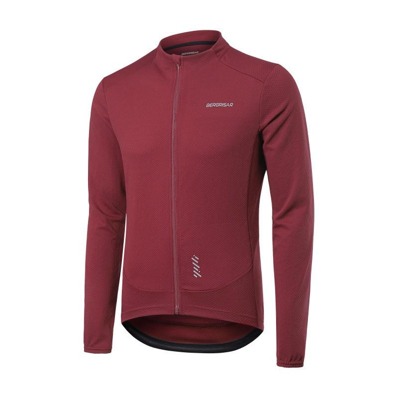 Mens Long Sleeve Cycling Jersey Quick Dry Breathable Full Zip Stand Collar Road Bike