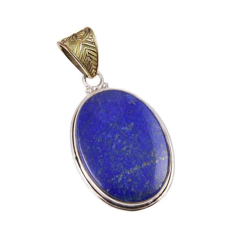 Natural Lapis Lazuli Gemstone Handmade 925 Solid Sterling Silver Pendant 2" A8H98