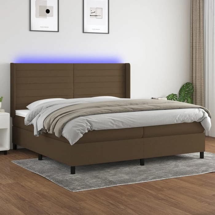 VidaXL Sommier à Lattes de Lit avec Matelas et LED, Lit Rembourré avec Tête de Lit, Lit Double, Lit Adulte de Chambre, 3138424