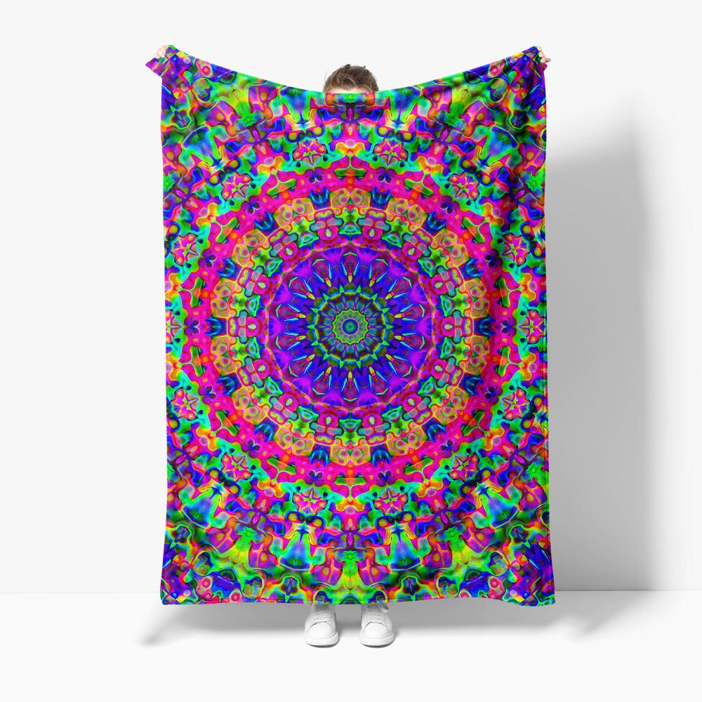 Vibrant Psychedelic Rainbow Colorful Abstract Pattern Throw Blanket Bedspread Sofa Cover Gift 75X95CM