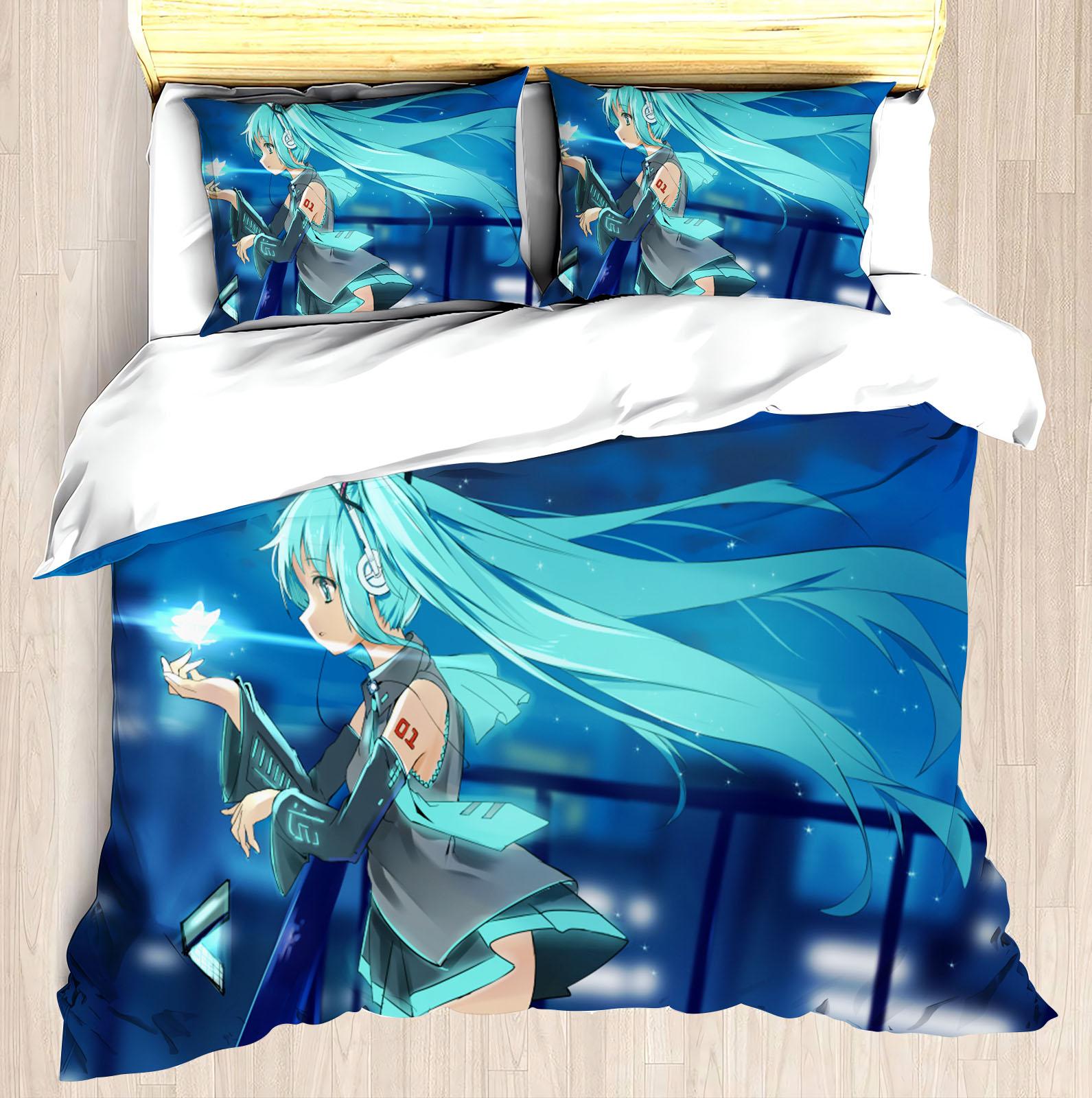 

Набір постільної білизни з ковдрою Hatsune Miku 3D Дитячий набір постільної білизни 3 предмети 1 наволочка на ковдру Розмір King 210X210CM