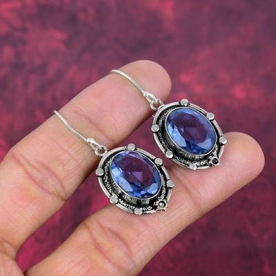Tanzanite Handmade Gemstone Earrings, 925 Solid Sterling Silver Earrings Antique Jewelry, Earrings For Engagement Gift