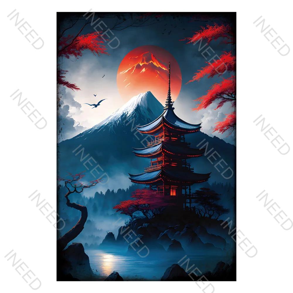 Japanese Samurai Vintage Metal Plate Living Room Decoration Painting Metal Wall Art Plaque Retro Tin Sign Bar Pub Home Decor