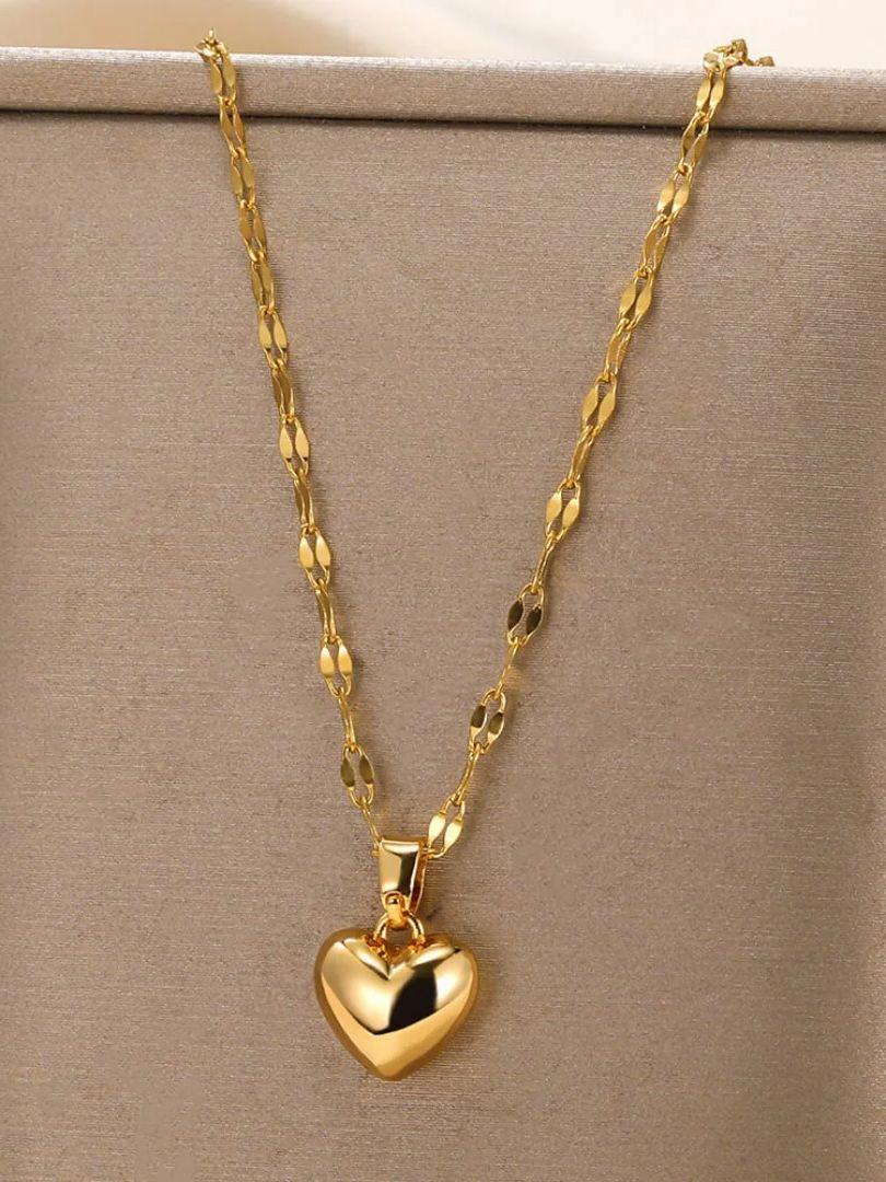 

Stainless Steel Love Heart Necklace For Women New Trendy Lip Chain Simple Pendant Necklace Jewelry Gift Wholesalers 40cm золотистий