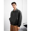GXG Men's Simple Design PU Leather Casual Lapel Jacket