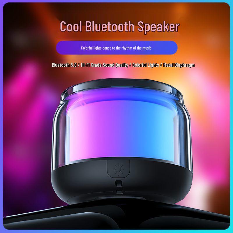 Mini Bluetooth Speaker S100: Transparent Design with Ambient Lights & High-Quality Sound Subwoofer