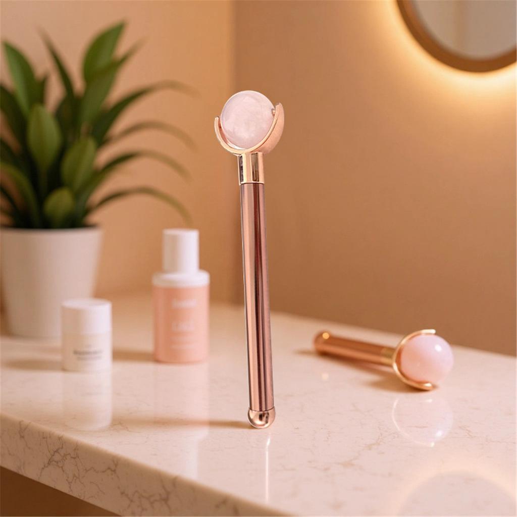 Portable Quartz Face Massage Roller For Travel Friendly Face Lifting And Body Relaxation Featuring 360Rotating Beads