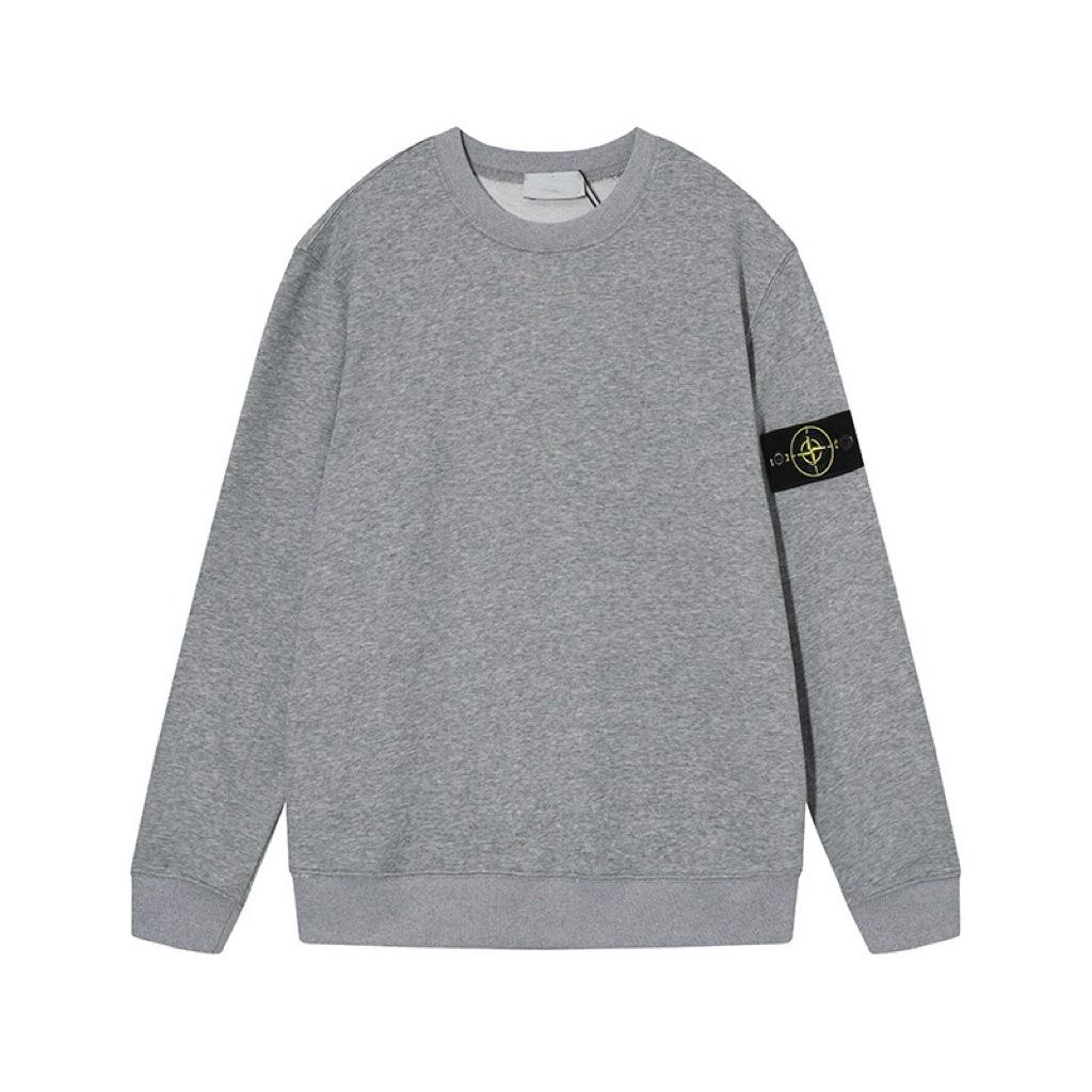 Unisex Solid Color Round Neck Stone Badge Starry Cross Long Sleeve Hoodie