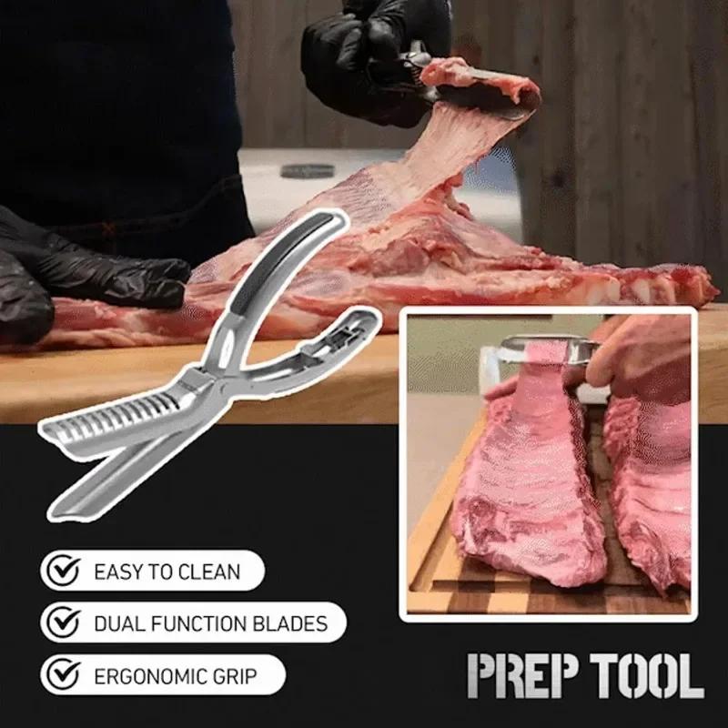 Rib Membrane Remover 1/2/3 Pcs Non Slip Grip Rib Skinner Tool Stainless Steel BBQ Prep Accessory Effortless Membrane Peeler