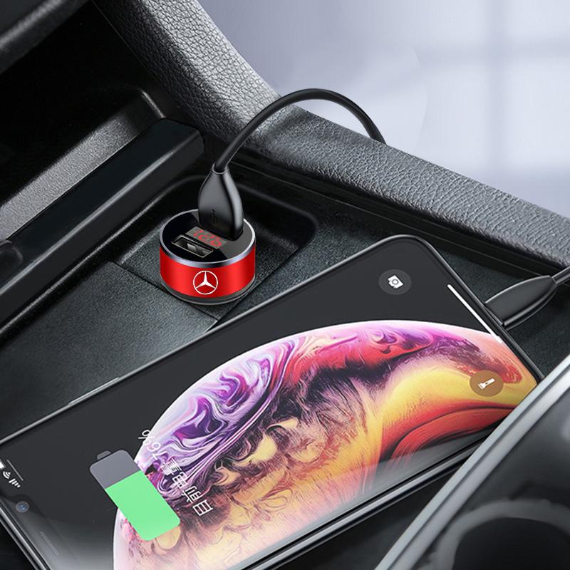 Car Charger 2 USB Ports Fast Charging Digital Display Car Accessories For Mercedes-Benz AMG W212 W220 W221 W222 W108 W126 W140 W168 W169 W176 W177
