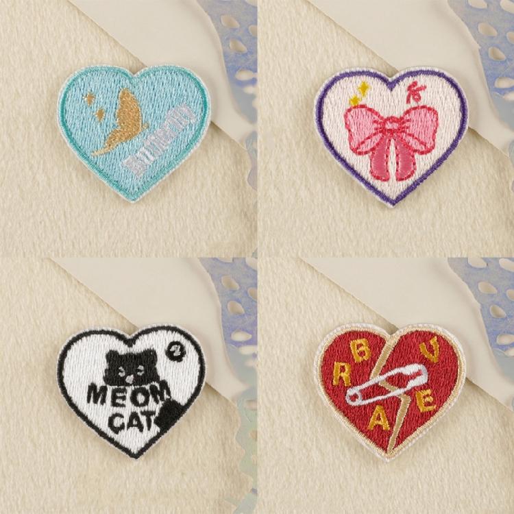 16pack Unique Heart Patches Luxurious Embroidery Patches Personality Appliques for Creative Projects