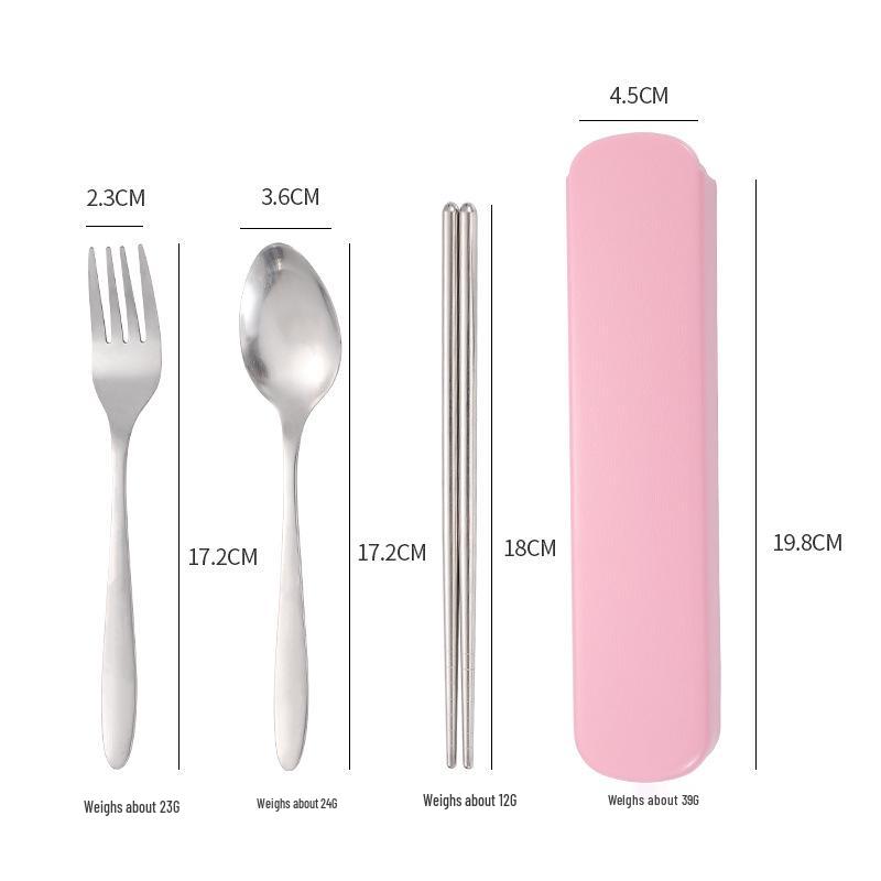 Portable Stainless Steel Cutlery Set: Fork, Spoon & Chopsticks - Ideal for Students & Outdoor Use