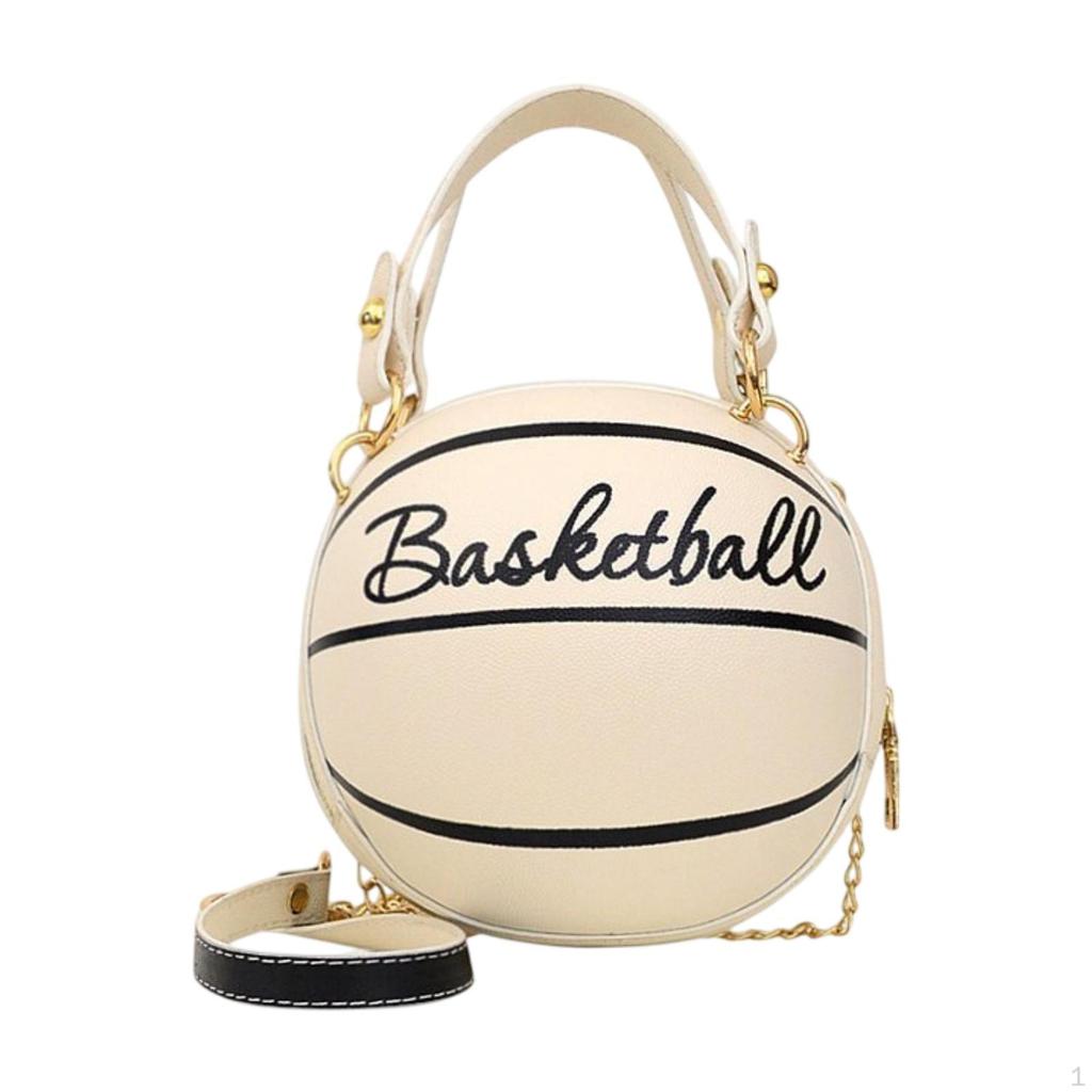 Basketball Shaped Crossbody Bag Clutch Zipper PU Shoulder for Vacation Phone