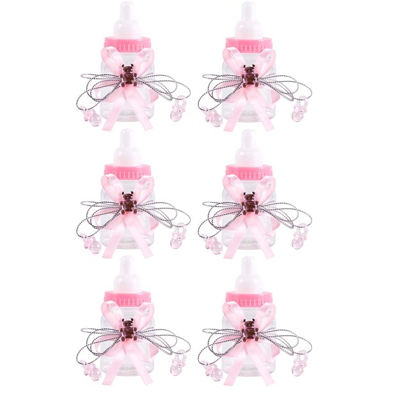 6/12pcs Blue Pink Baby Shower Gift Box Bottle Boy Girl Birthday Party Favors Gift Favorite Baptism Christening Candy Boxes