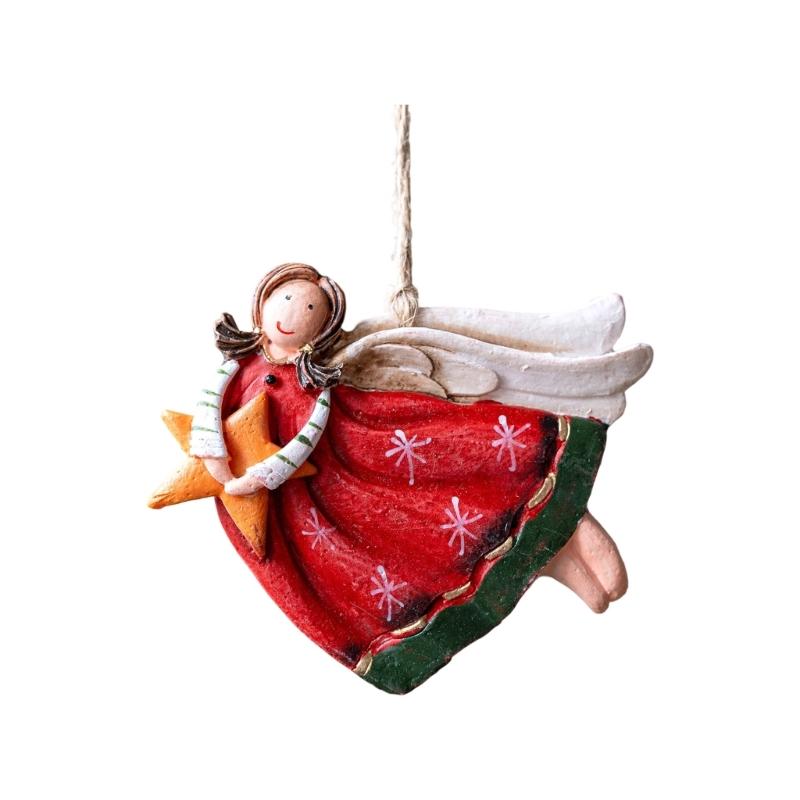 Żywiczna Statuetka Anioła Wisząca Ozdoba Dekoracja Choinki Na Drzwi Kominki Impreza Świąteczna Wewnątrz i Na Zewnątrz