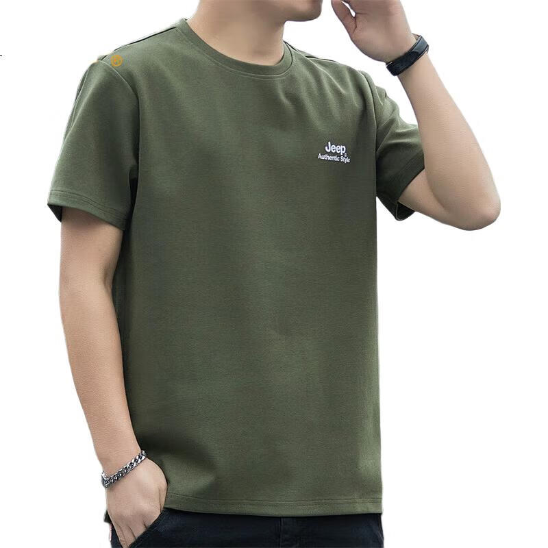 Jeep Men's T-Shirt, Short Sleeve, Summer Cool Feeling, Loose Fit, Trendy Versatile Casual Sportswear, Army Green, XL