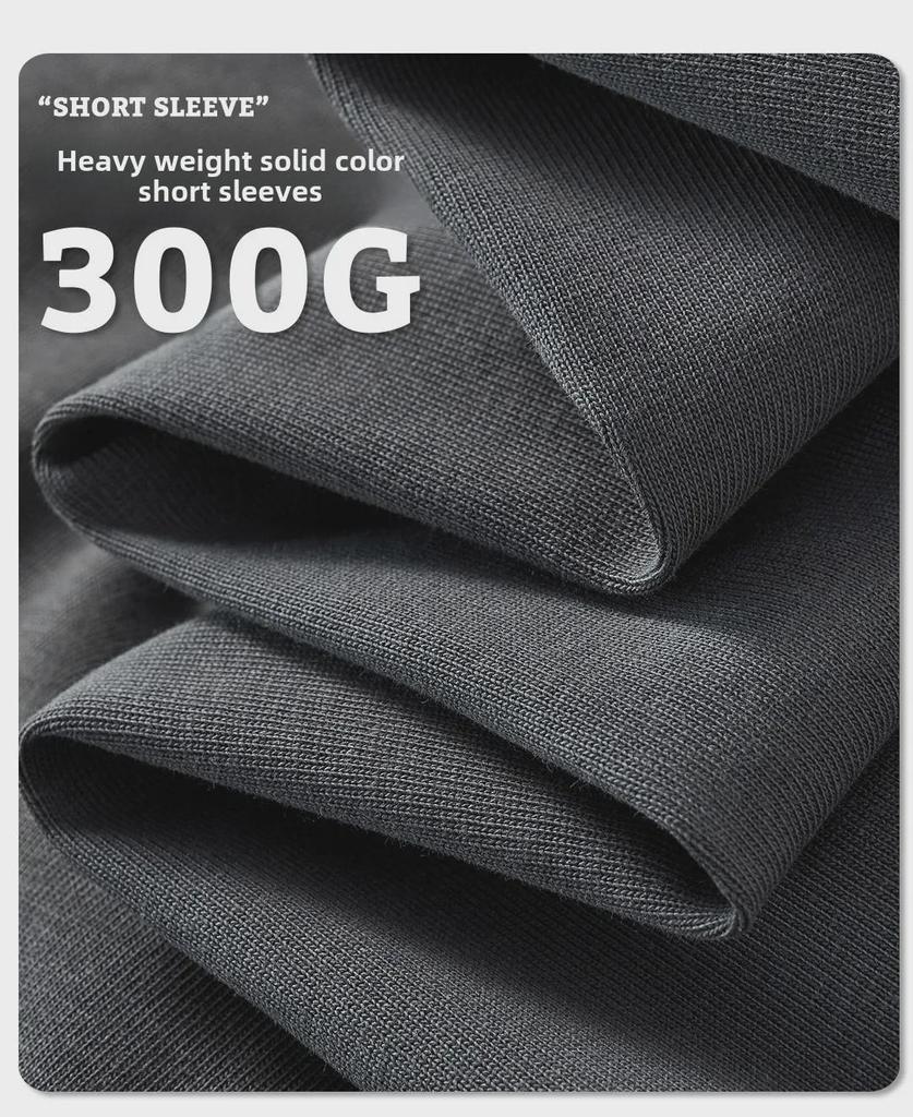 KITE Herr 300G Tung Bomull Lös Passform Amerikansk Stil T-Shirt - Kortärmad, Stor Storlek, Trendig Design