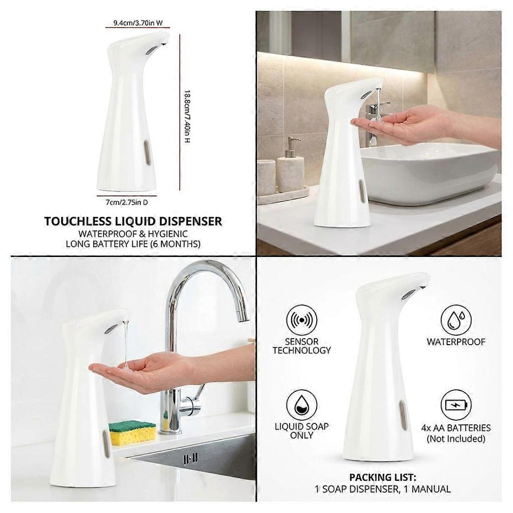 Automatic Sensor Hand Soap Dispenser, Smart Wash Handpiece, White, High Quality ABS, Waterproof for Bathroom