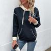 Autumn 2026 Women's Color Block Hooded Pullover with Pockets