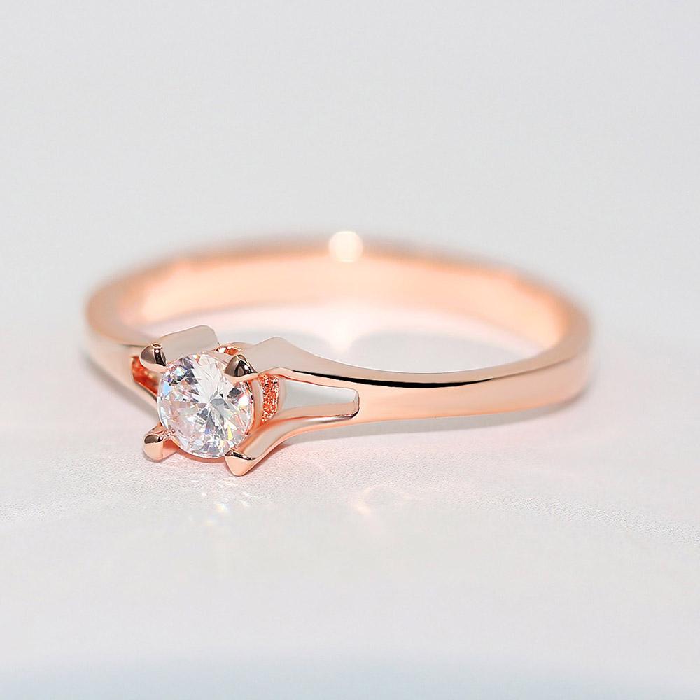 Simple Classic Dainty Rings for Women Four Claws Mini Cubic Zirconia Rose White Gold Color Birthday Gift Fashion Jewelry KCR231