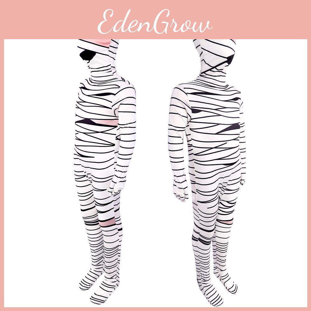 Scary White Mummy Costume For Halloween Cosplay Unisex Polyester Jumpsuit For Kids cm