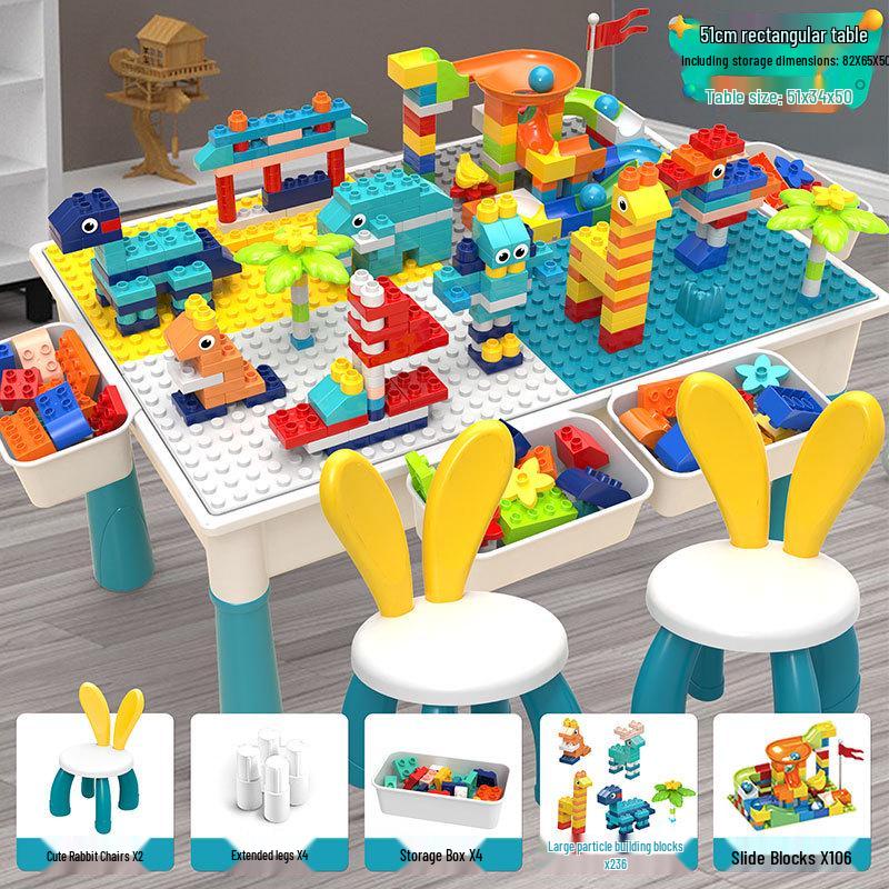 Multifunctional Building Block Table for Early Education – Large Particle Puzzle Toy for Boys and Girls Aged 3-5, Perfect Birthday Gift.