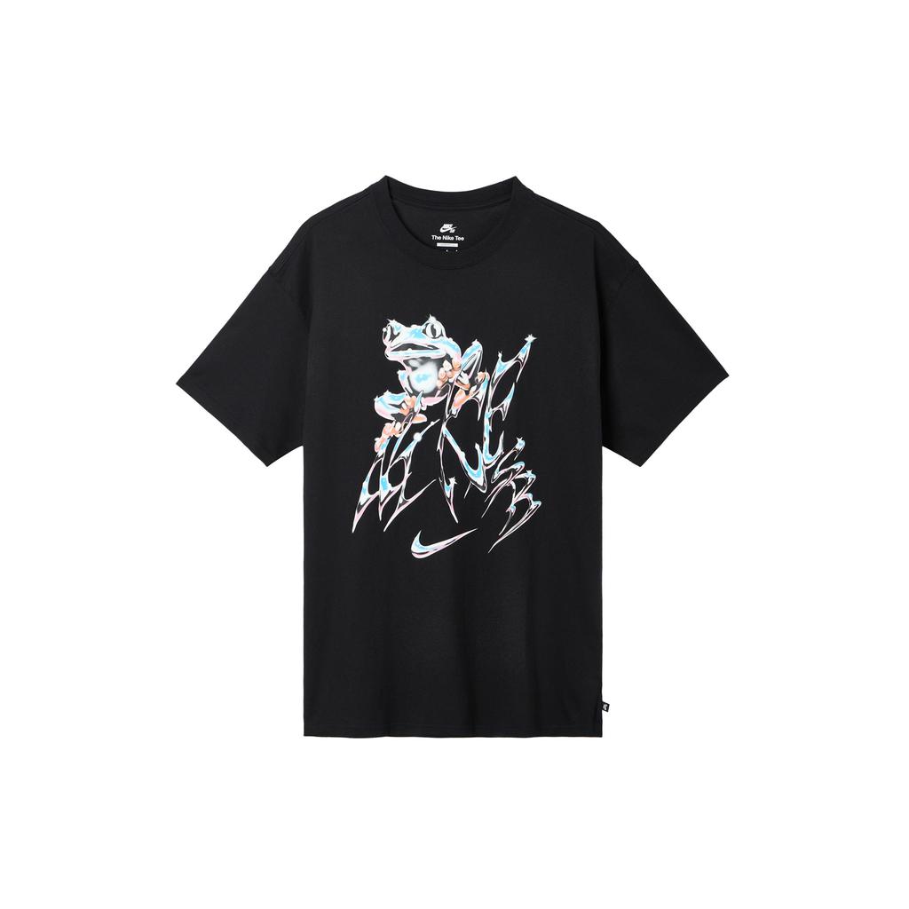 Nike Sb Abstract Print Design Comfortable Loose Fit Crew Neck Short Sleeve T-Shirt Men Tops Black FZ5286-010