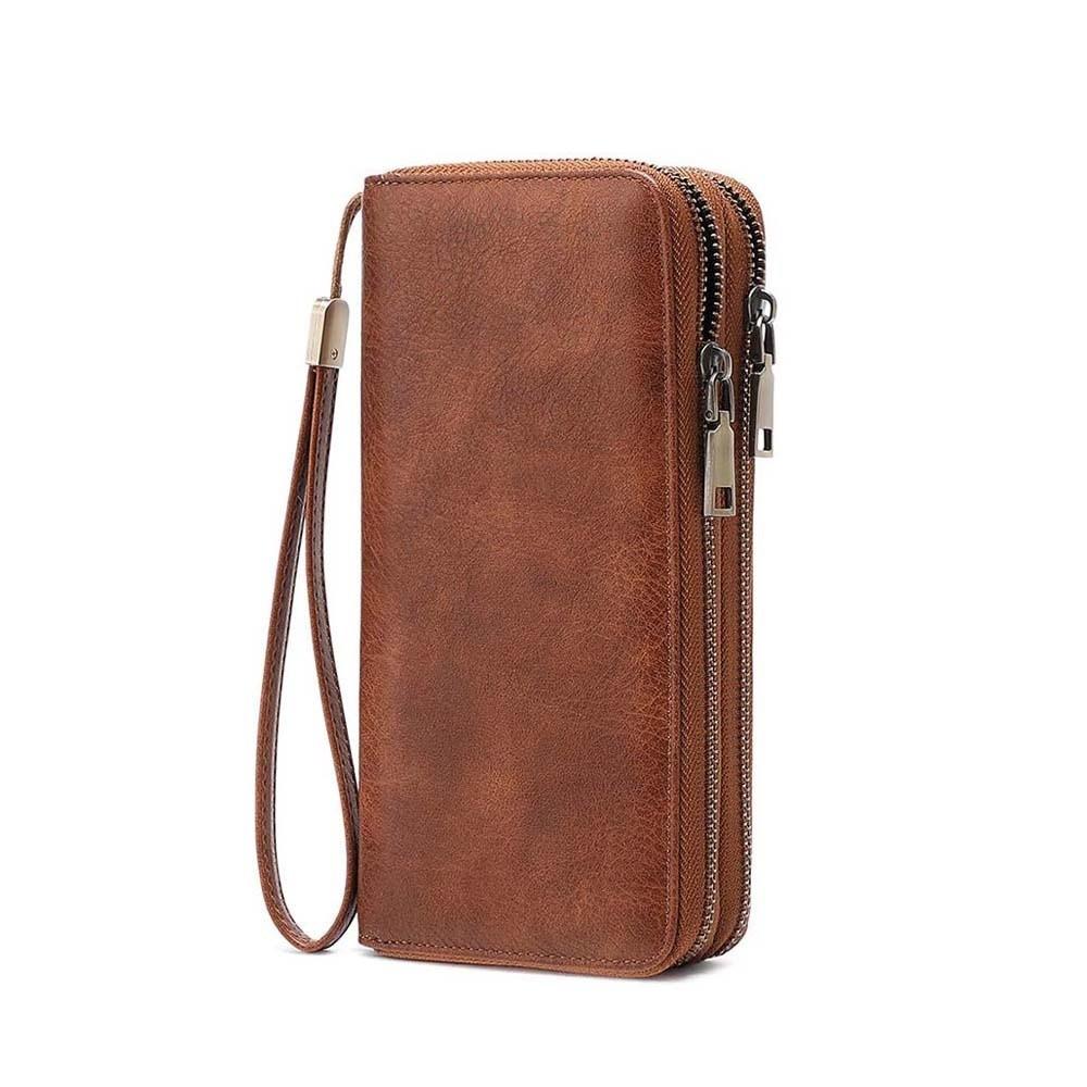 Portable Leopard Print Long Wallet PVC Stripe Multiple Cards Purse Solid Color Korean Style PU Handheld Bag Dating