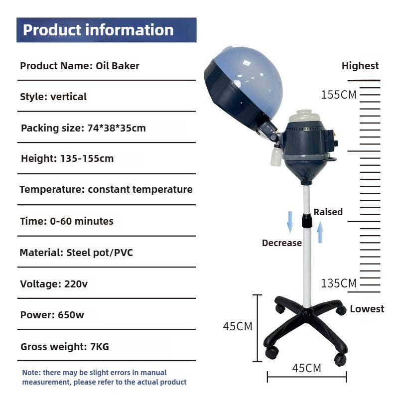 

Парикмахерский профессиональный аппарат для масляного прогрева волос Домашний парикмахерский салон Вертикальная паровая машина Уход за волосами Оборудование для укладки волос
