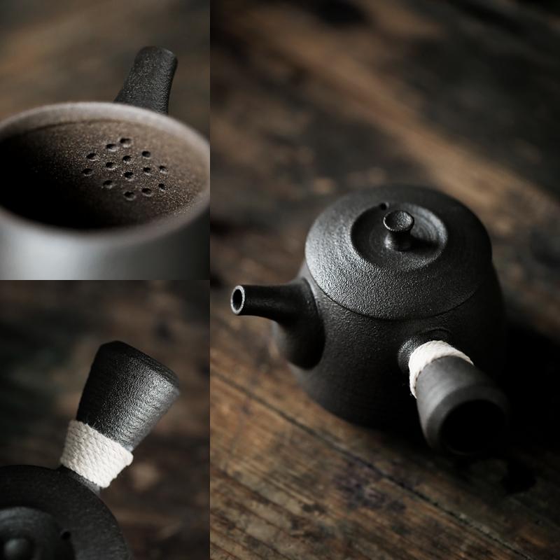 Černé nádobí Keramická čajová konvice Kyusu Porcelánová konvice na pití
