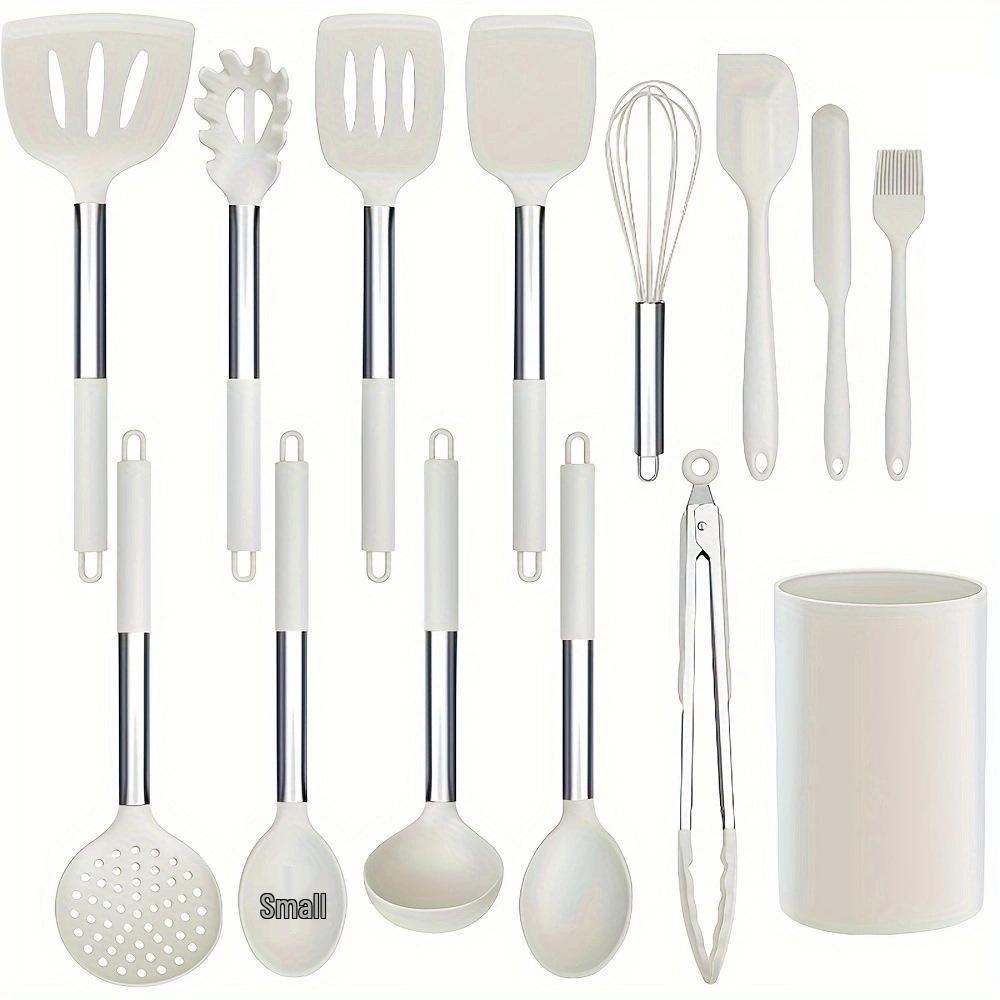 Black Stainless Steel & Silicone Handle 15-Piece Kitchen Utensil Set with Storage Bucket